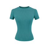 Summer Shoulder Ant Waist T-Shirt Thread Solid Color Foundation Repair Bottom Wide Edge Round Neck Bottom