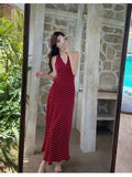 Pure Desire Sister In The Long Wave Dot Dress Women's Summer 2026 New Slimming Sexy Back Hanging Neck Dress