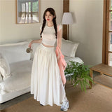 French Casual Style Skirt Summer New High-Waist A-Style Long Skirt