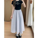 Wave Half-Dress Girl Spring And Summer 2025 New High-Rise Thin Meat A Word In The Long Small French Umbrella Skirt