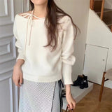 KANING Round Neck Hanging Neck Knitted Jersey 2026 Autumn New Korean Version Of Loose Design Sweater Woman