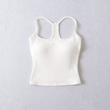 Sweet Sister Flat Mouth Hanging Neck Sling Vest With Chest Pad Removable Short Back Sleeveless Vest