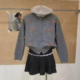KANING Round-Neck Sweet Bow Knitted Cardigan 2026 Autumn And Winter New Design Sense Niche Sweater Coat Woman