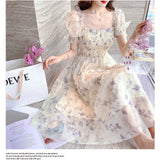 Summer Tea Break French Ink Painting To Collect Thin Temperament Lady White Chiffon Dress Women's Clothing Mall The Same