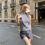 Fashion Ocean Design Feeling With High-Necked Small Vest Female Summer Hottie Sexy Slimming Short Dress