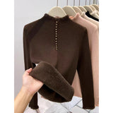 KANING Semi-High Collar Plus Thick Bottom Knitted Shirt 2026 Autumn And Winter New Wood Ear One-Piece Sweater Woman