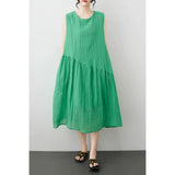 Cotton Linen Dress Women 2026 Summer New Literary And Art Large Size Loose Breathable Sleeveless Pure Linen Dress