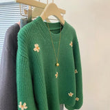 Milk Call Soft Glutinous Glutinous ~ Green Jacket Loose Sweater Women's Autumn And Winter Lazy Sense Of Relaxation
