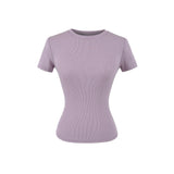Summer Shoulder Ant Waist T-Shirt Thread Solid Color Foundation Repair Bottom Wide Edge Round Neck Bottom
