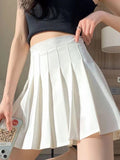 Safety Pants + Zipper + Button-Downed Skirt JK Uniform Korean Fashion Student Skirt Half Skirt Skirt