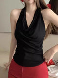 Ins Pure Hot Girl To Repair Sexy Collar Hanging Neck Sleeveless T-Shirt Girl Xia Yu Sister Carefully Machine Bottom Topess Female Tide