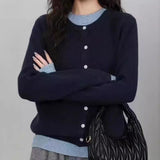 KANING Red Fake Two Knitted Cardigan Women 2026 Autumn New Design Long-Sleeved Sweater Wears A Female