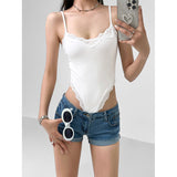 Summer Design Lace Low-Breasted Slinging Women Pure Lusty Style Sexy Slimming Short Top