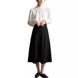 French Elegance Early Spring Commuter Wood Ear Folded Long-Sleeved Shirt Women White Inside Coat