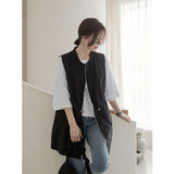 Casual Windwear Vest Women 2025 New Spring And Autumn Draw Rope Tied With A Hundred Temperament Windcoat Loose Vest Top