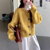 KANING French Round-Neck Short Knitted Cardigan Women 2026 Autumn New Design Button Sweater Short Coat