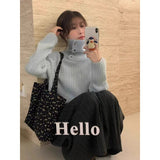 KANING Korean Version Of The Solid Color High-Necked Knitting Shirt 2026 Autumn And Winter New Lazy Soft Glutinous Sweater Woman