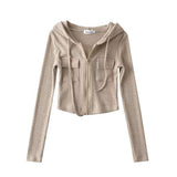 Thick Knitting Pit Hooded Zip-Up Tops Slimy Hottie Hoodie Long Sleeves