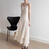 French Apricot-Coled Dress Women's Summer 2026 New High-End Temperament Lace Heavy Industrial Dress