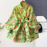Gentle Temperament Female Dress Flowing Feeling Printed Dress Large Size Loose Dress