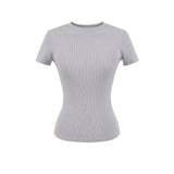 Summer Shoulder Ant Waist T-Shirt Thread Solid Color Foundation Repair Bottom Wide Edge Round Neck Bottom