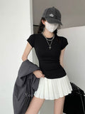 2026 New Round Collar Slimming Simple Temperament Commuting Han Linen Short-Sleeved T-Shirt Dress