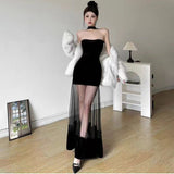 2025 Babes Yarn Design Solid Color Velvet Dress Female Pure Birthday Party Dress Thin Dress
