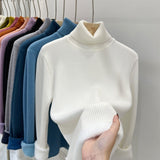 High-Necked Velvet Sweater Women Plus Velvet Thick Long Sleeves With 2025 Autumn And Winter New Bottom Warm Coat Gas