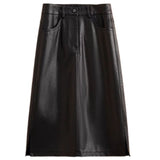 New PU Leather Skirt Women's Half-Skin Dress Temperament High-Waisted A-Character Skirt Slim A-Shaped Bag Hip Skirt