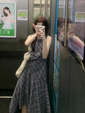Sleeveless Check-In Waistcoat Dress Women's Summer New Temperament Super Beautiful Holiday Irregular Long Skirt