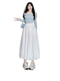 Summer New Long Dress Women's High-Waisted T-Girl Skirt Small White Half Dress Small Small Long Dress