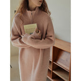 KANING Languid Over The Knee Long Laplging Loose Sweater Skirt In Autumn And Winter On The Bottom Of The Knitted Dress