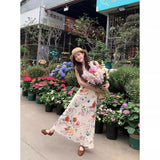 2025 New Tea Break French Broken Flowers With Joint Skirts Women's Summer Seaside Resort Beach Long Skirt