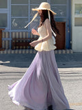 Pink Dress Women's Summer 2026 New Flowing Yarn Escromanry Porfish Vertery Long Summer Purple Dress