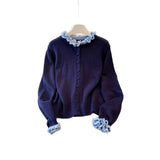 KANING French Wooden Ear Bump Color Knitted Cardigan Women 2026 Autumn New Women's Sweater Women's Knitted Shirt