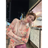 Fashion Retro Sexy Babes V Collared Long-Sleeved T-Shirt Girl Spring New Slimming Fashion Inside The Top