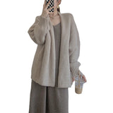 Women Loose Wear 2026 Autumn And Autumn New Solid Color Lazy Style Sweater Open Shirt Knitted Shirt