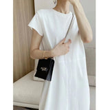 EADMO Summer Light Luxury Minimal Three-Dimensional Split Line Design Sense After The Opening Of Leisure Lanky Long Dress Dress