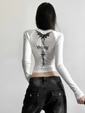 New Fashion Print Long-Sleeved Bottom T-Shirt Girl Spring And Autumn Korean Version Of The Slimmed Shoulder Bottom Top