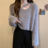 KANING Imitation Water Stinger Soft Glutinous Design Sweater 2026 Autumn And Winter New Simple Horse Sea Hair Sweater Female