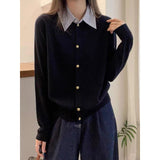 Station 2026 Autumn And Winter French Temperament Female High-Quality Collar Collar Collar Two Knitted Open Shirt Woman