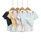 Summer New Fake Two Short-Sleeved Neck Bumper T-Shirt Top