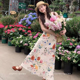 2025 New Tea Break French Broken Flowers With Joint Skirts Women's Summer Seaside Resort Beach Long Skirt