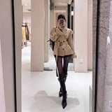 High-End Windwear Coat Women's Autumn New Women's Kaqi English Wind Small Man To Collect Waist Short Coat Tide