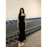 Summer 2026 New Threaded Black Sling Dress Women's Sexy Hot Girls Behind The Mother's Ass Mid-Stool Dress