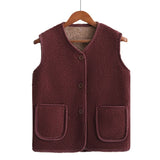 Lamb Coat Vest Vest Mother Shoulder Autumn And Winter Plus Velvet In The Elderly Thicken New Wear Warm