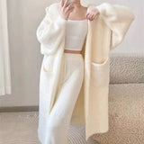 KANING Lazy Wind Long Imitation Of Stingy Autumn Coat Women 2026 New Mare Hair Knitted Sweater Opener