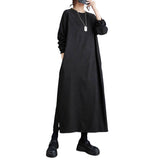 Real Shooting In The Autumn Of 2026 New Simple Dark Texture Languid Leisure Loose Thin Sleeve Dress