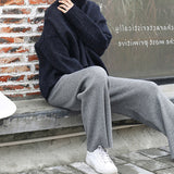 Casual Knitted Wide-Legged Trousers Women 2026 Autumn And Winter New Loose High-Waisted Straight Barrel Tugging Long Pants Women