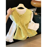 3.5/New In Spring XUAN XIAO JIE Gentle Wind Tie Knitted Vest Cardigan Woman